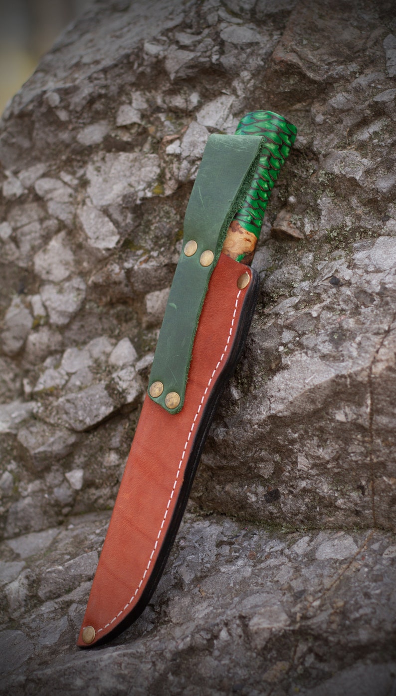 Bushcraft Knife Bohler 400 Damascus Steel Knife Rat Tail Knife Etsy