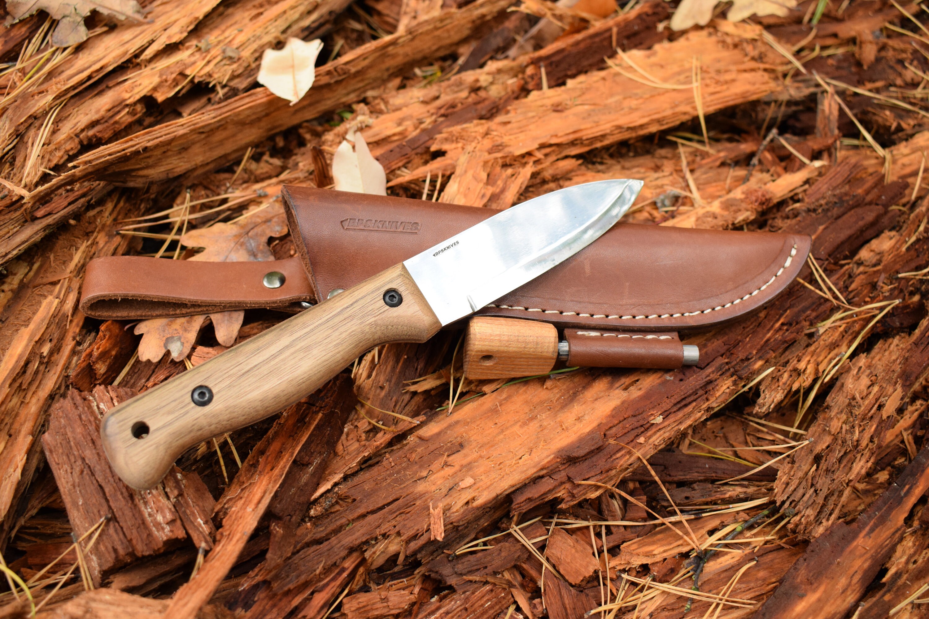 BPS Knives B1S Woodlore Knife Bushcraft Knife With Leather Etsy