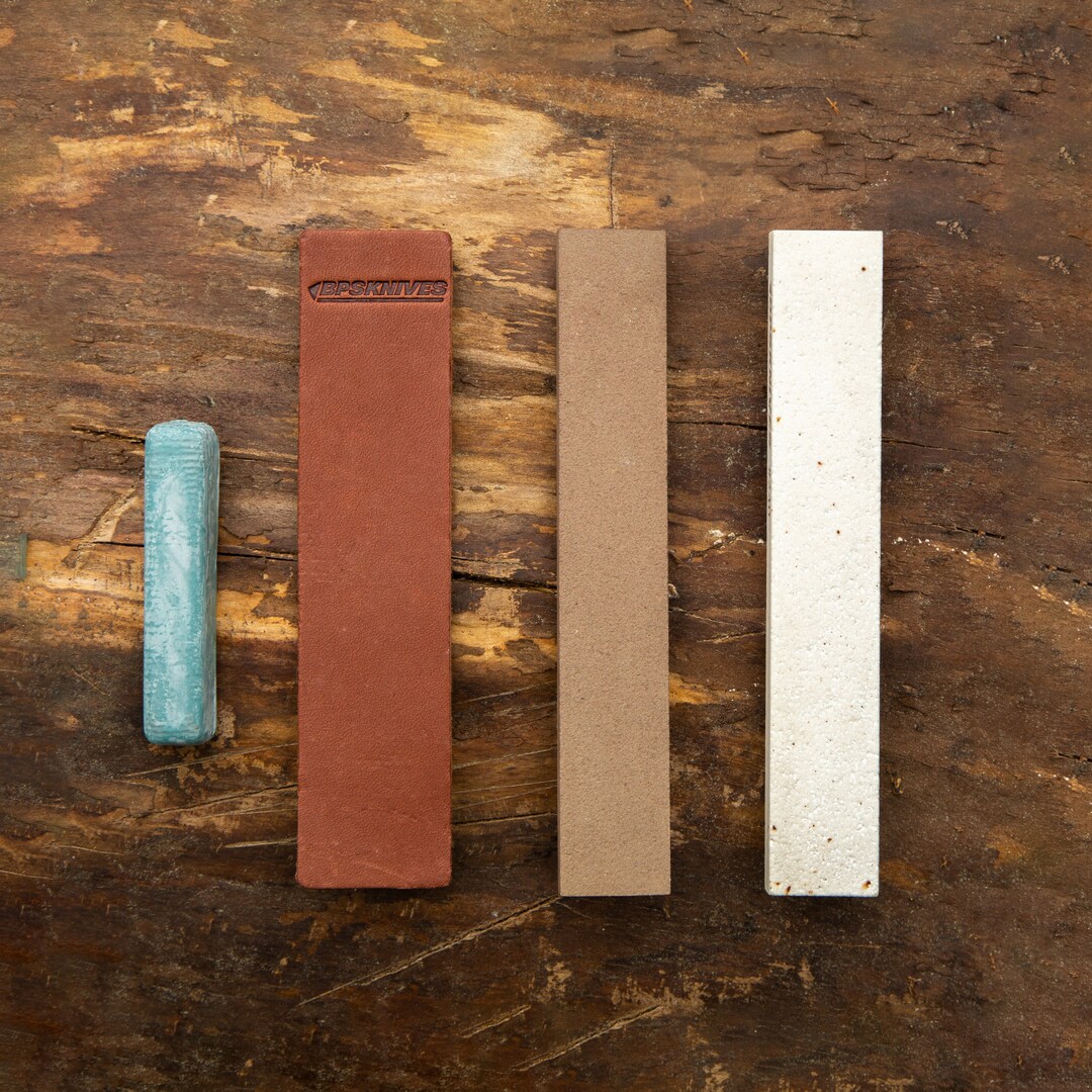 BPS Knives Sharpening Kit 2 Stones 240 & 800 and Leather Strop Compound