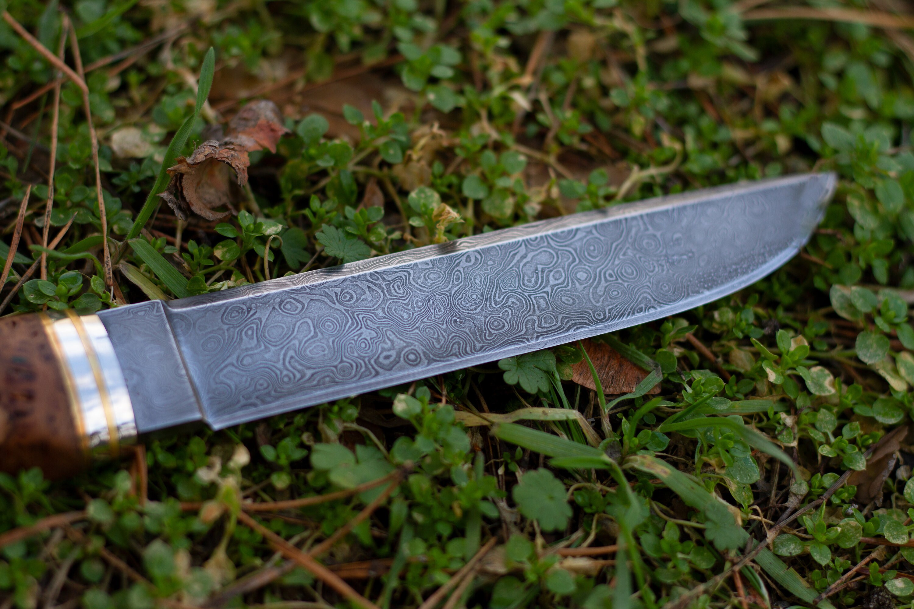 Bushcraft Knife Bohler 400 Damascus Steel Knife Rat Tail Knife Etsy