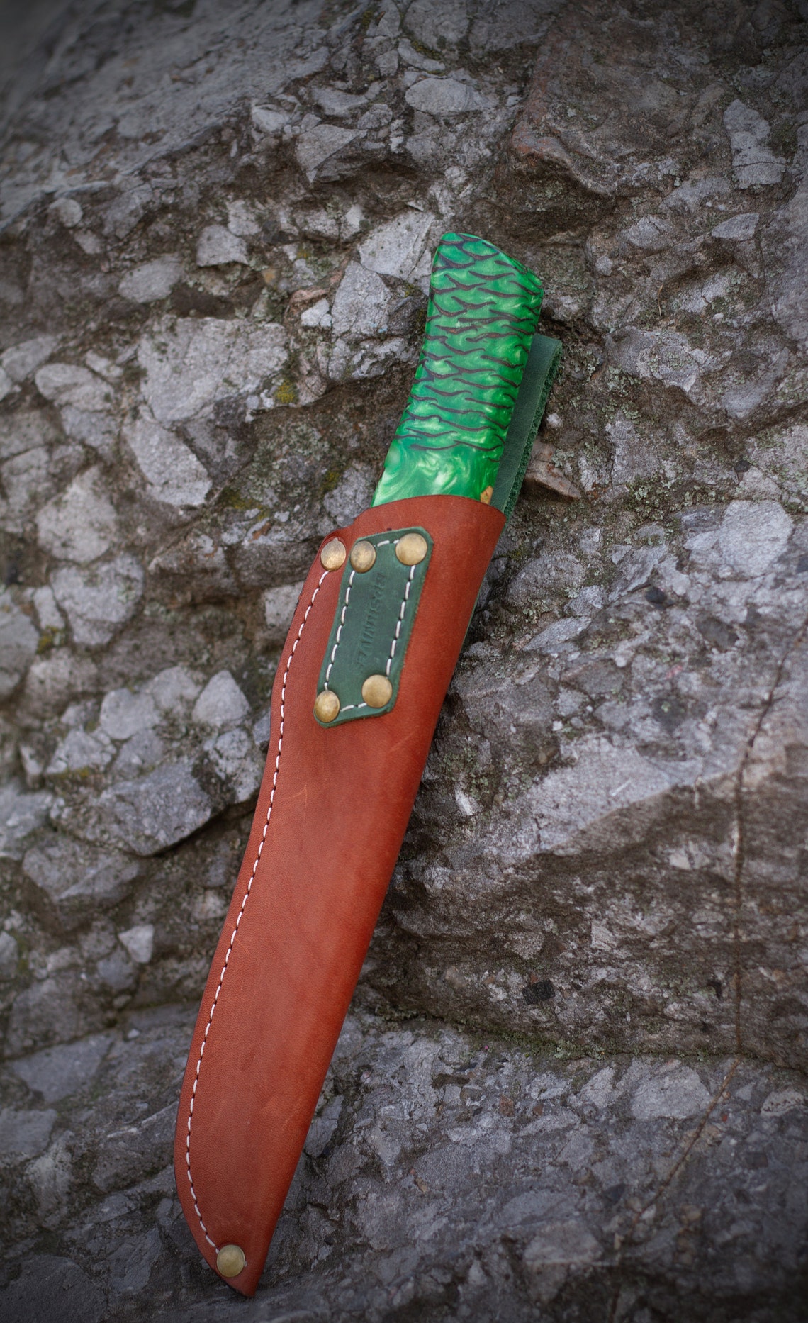 Bushcraft Knife Bohler 400 Damascus Steel Knife Rat Tail Knife Etsy