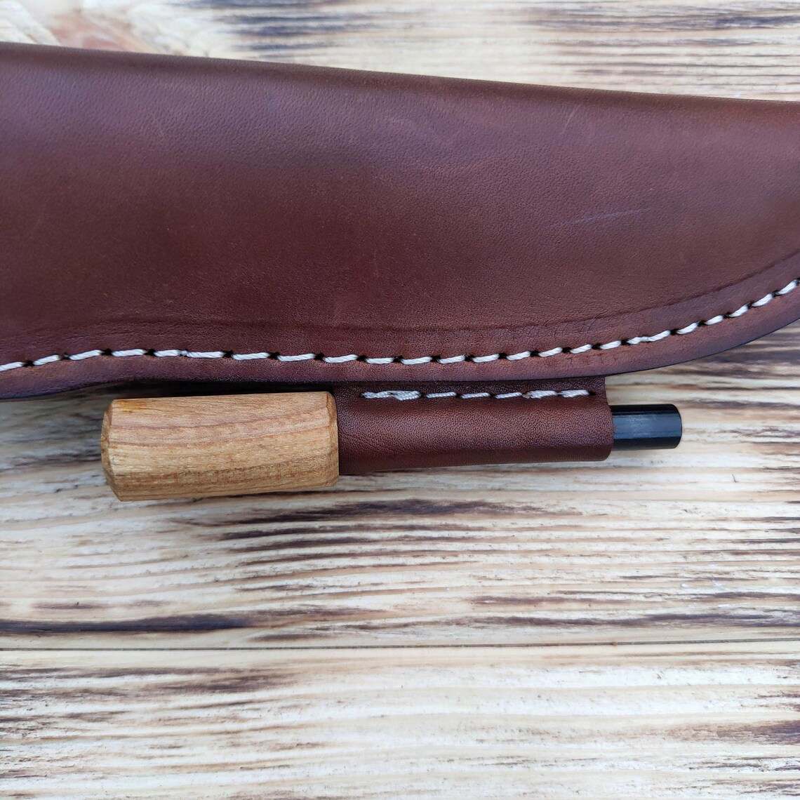 Leather Sheath with Ferro Rods for Fixed Blade Knife up to Etsy
