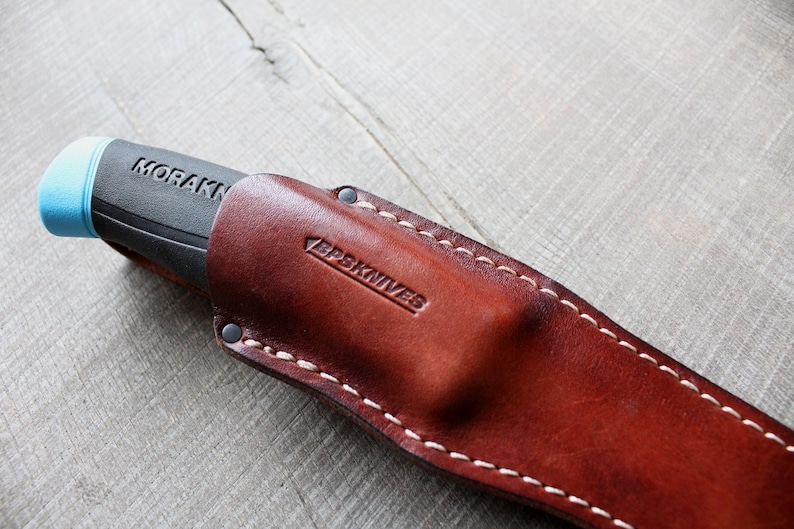 Leather knife sheath, knife case for Mora Companion, knife belt case, leather belt holster, fixed blade knife, leather man sheath image 7