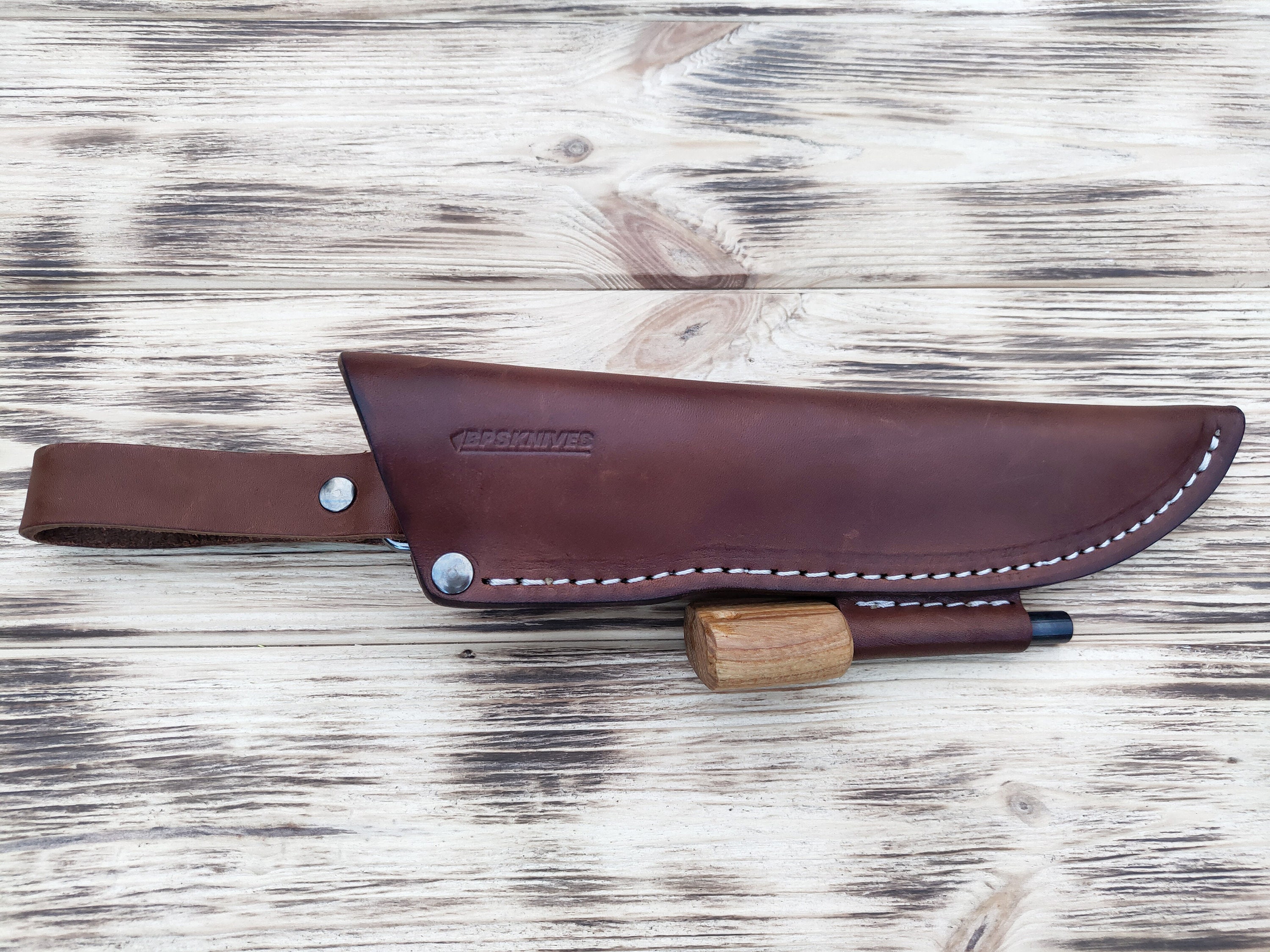 Leather Sheath with Ferro Rods for Fixed Blade Knife up to Etsy