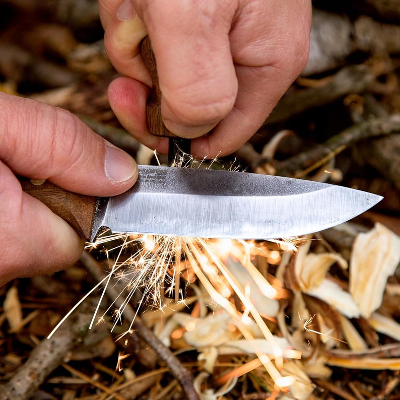 BPS Knives Bushmate Designed by DBK Bushcraft Knife Fixed-Blade Carbon Steel Knife with Leather Sheath and Firestarter Full Tang Knife image 4