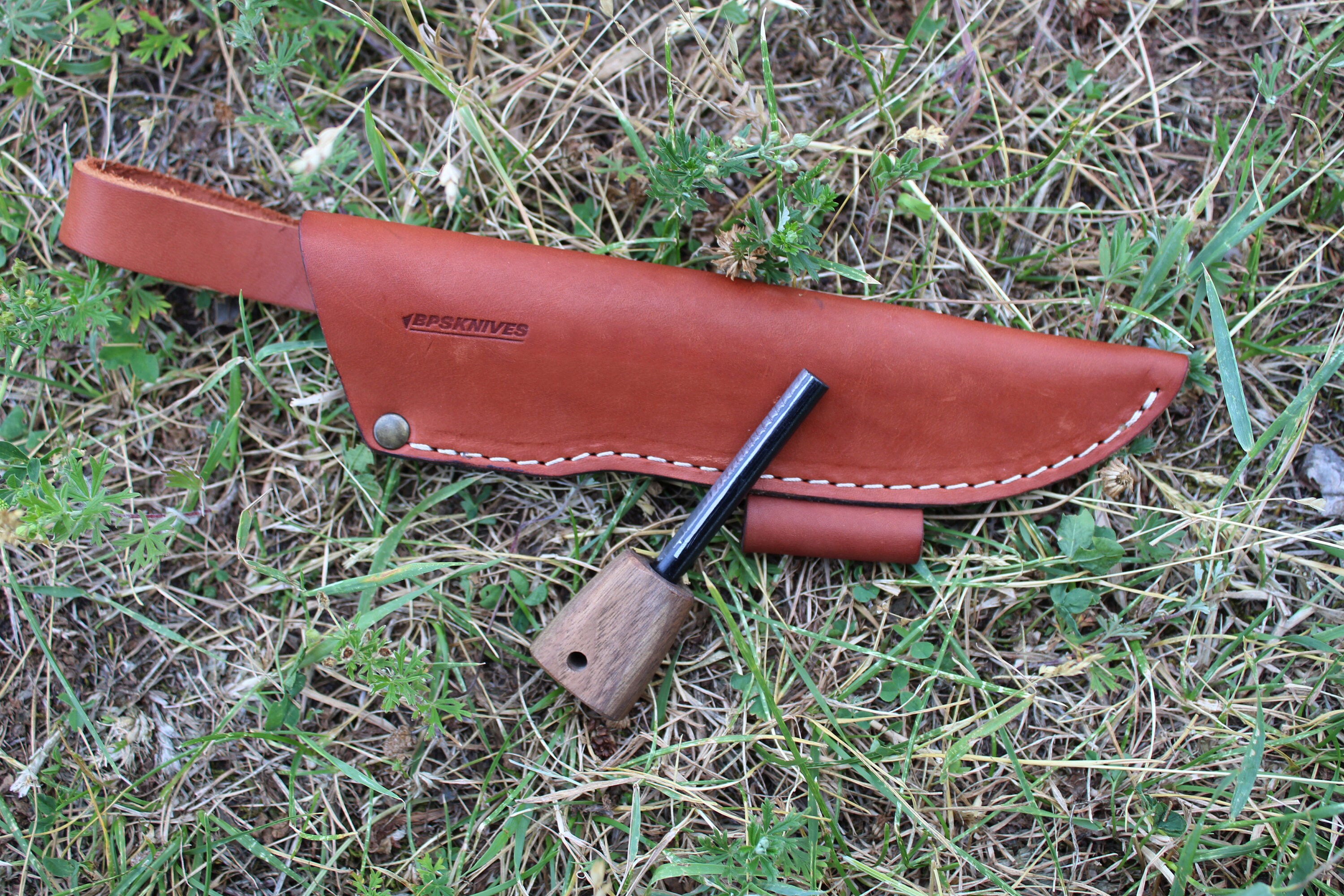 BPS Knives Leather Sheath With Ferro Rods for Fixed Blade Etsy