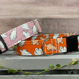 Glow-in-the-Dark Ghost Dog Collar Wide/Fall Dog Collar/Halloween Dog Collar/ Spooky Dog Collar/Fall Accessories for Dogs/Pink/Orange/Black