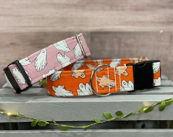 Glow-in-the-Dark Ghost Dog Collar Wide/Fall Dog Collar/Halloween Dog Collar/ Spooky Dog Collar/Fall Accessories for Dogs/Pink/Orange/Black