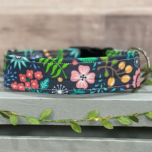 Floral Dog Collar, Adjustable Dog Collar with Buckle, Wild Flower Dog accessories, Girly Dog Collar, Vibrant, Gorgeous