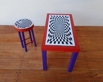 1/6 Scale Artsy Coffee Table & Stool