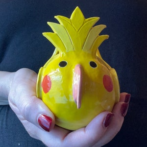 Ceramic Cockatiel Borb Lutino