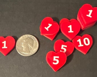 Acrylic Heart Life Counter Tokens