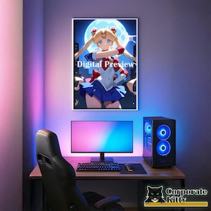 Moon Scout fanart poster-Waifu poster-anime poster-fantasy art