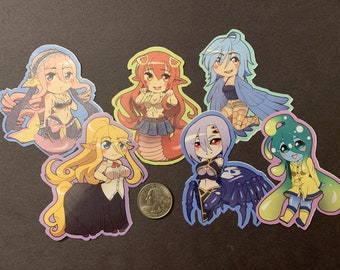 Chibi Monster Musume Girls Laminated Vinyl Sticker Pack