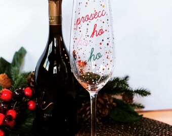 Women’s Christmas Xmas Prosecco HO HO HO Funny champagne wine Print TS1031