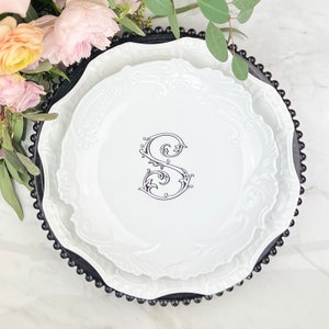 Monogrammed Scroll Edge Porcelain Dinnerware | Wedding Gift | Wedding Decor | Customized Printed Plates | Professional Customization