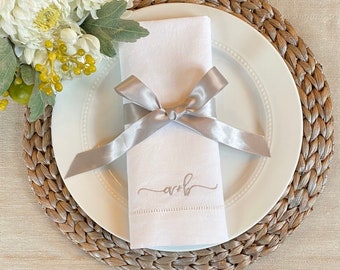 Custom Design Linen Dinner Napkins, Custom Linen Napkins, Monogram Napkins, Monogram Table Linens