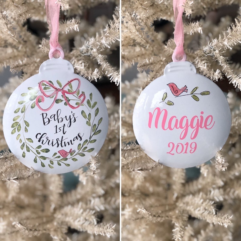 metal baby's first christmas ornament