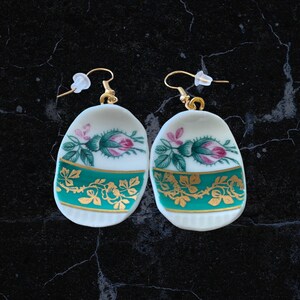 Flowered earrings, rosebud earrings, China earrings, teacup earrings, china earrings
