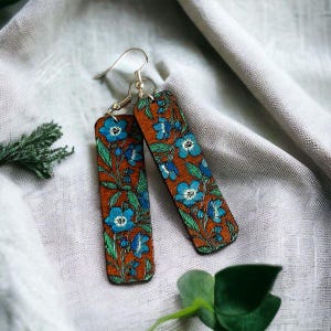 Wooden, engraved earrings