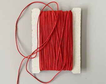 Bio Elastics - 1.1mm Red Rubber Organic Cotton, Round Biodegradable Elastic for Clothing/Accessories