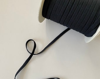 Bio Elastics - 9.5mm Black Natural Rubber Organic Cotton, Flat Biodegradable Elastic for Clothing