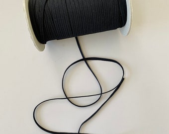 6mm Black Natural Rubber Organic Cotton, Biodegradable Elastic for Clothing