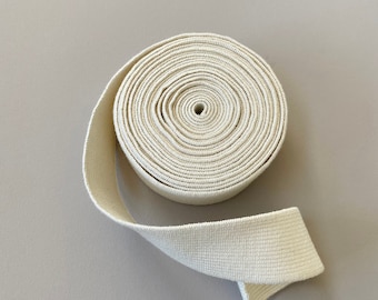 Bio Elastics - 28mm Natural Rubber Organic Cotton, Flat Biodegradable Elastic for Clothing