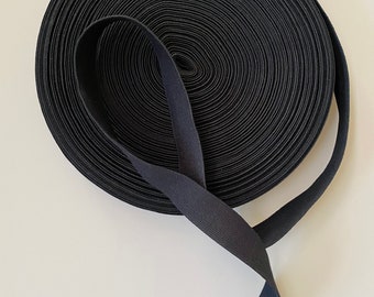 Bio Elastics - 28mm Black Rubber Organic Cotton, Flat Biodegradable Elastic for Clothing