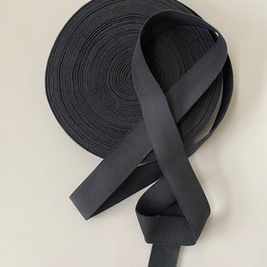Bio Elastics - 40mm Black Natural Rubber Organic Cotton, Flat Biodegradable Elastic for Clothing