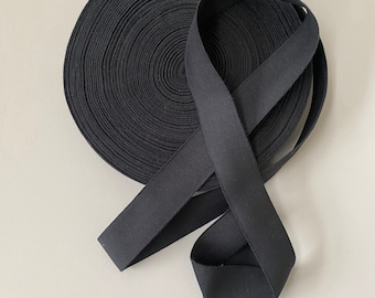 Bio Elastics - 40mm Black Natural Rubber Organic Cotton, Flat Biodegradable Elastic for Clothing