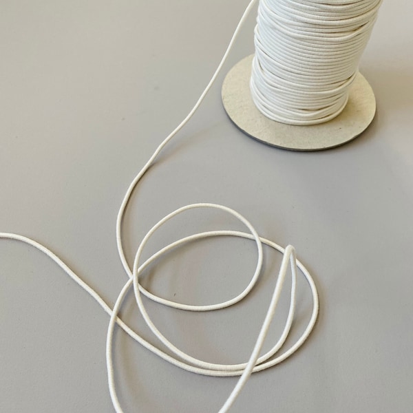 Bio Elastics - 2.2mm Natural Rubber Organic Cotton, Round Biodegradable Elastic for Clothing/Accessories