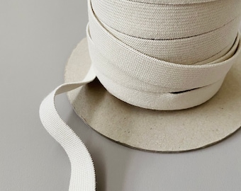 Bio Elastics - 18mm Natural Rubber Organic Cotton, Flat Biodegradable Elastic for Clothing