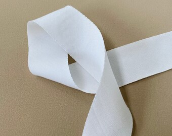Organic Tapes - Bias Binding Tape - White Tencel Twill 27mm flat