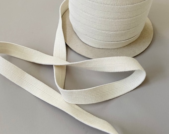 Bio Elastics - 18mm Natural Rubber Organic Cotton, Fold Over Biodegradable Elastic for Clothing