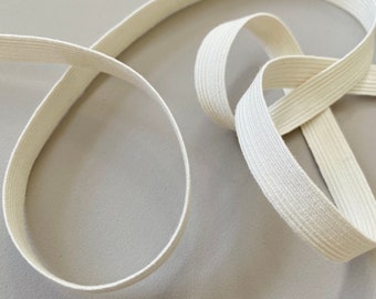 Bio Elastics - 10mm Natural Rubber Organic Cotton, Flat Biodegradable Elastic for Clothing