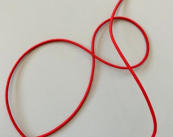 Bio Elastics - 2.2mm Red Natural Rubber Organic Cotton, Round Biodegradable Elastic for Clothing/Accessories