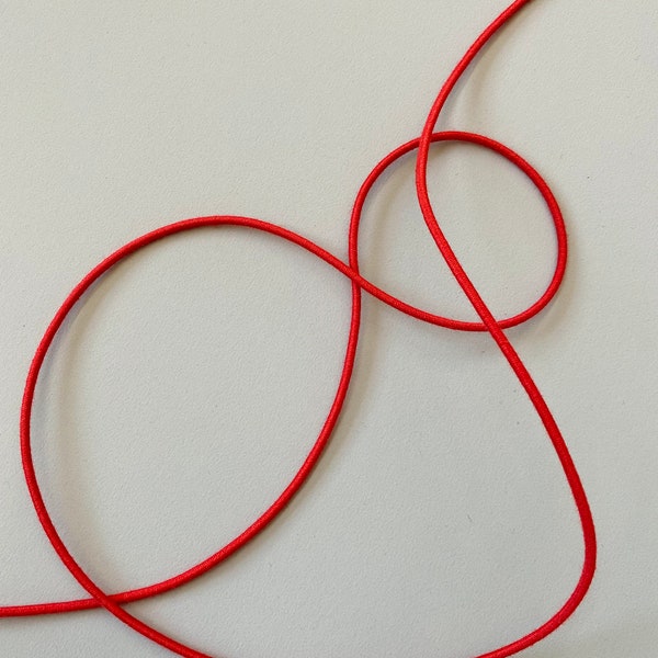 Bio Elastics - 2.2mm Red Natural Rubber Organic Cotton, Round Biodegradable Elastic for Clothing/Accessories