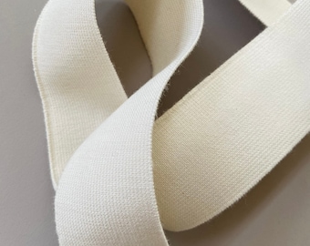 Bio Elastics - 40mm Natural Rubber Organic Cotton, Flat Biodegradable Elastic for Clothing
