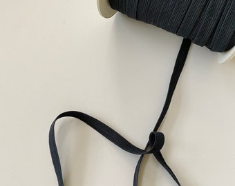 Bio Elastics - 13mm Black Natural Rubber Organic Cotton, Flat Biodegradable Elastic for Clothing