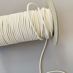 Bio Elastics - 3mm Natural Rubber Organic Cotton, Round Biodegradable Elastic for Clothing/Accessories