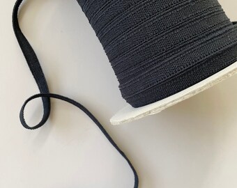 Bio Elastics - 11mm Black Natural Rubber Organic Cotton, Flat Biodegradable Elastic for Clothing