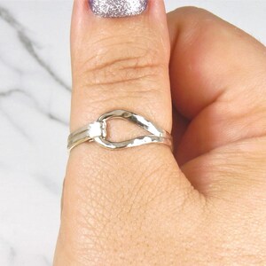 Slender Hammered Sterling Silver Thumb Ring, Boho Style image 2