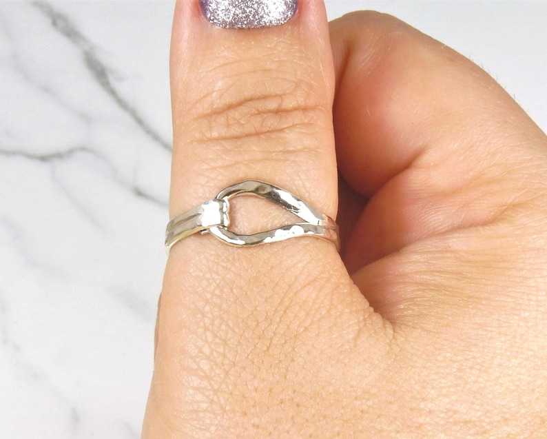 Slender Hammered Sterling Silver Thumb Ring, Boho Style image 2