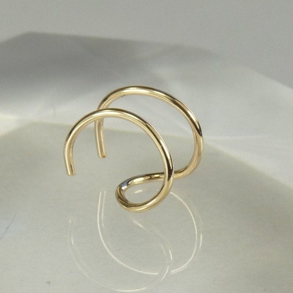 Double Wire  Ear Cuff, 20 Gauge, Gold Filled or sterling silver Earring,  Boho earring, double cuff earring,