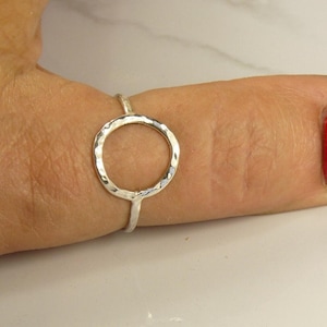 Circle ring, Hammered Ring,Open Circle Sterling Silver Ring, Handmade Ring