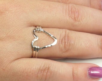 Thumb Ring//Sterling Silver Ring, Heart ring, Midi Ring, Boho Style Rings