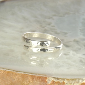 Adjustable Thumb  Ring, Sterling Silver, 9 Gauge Half Round Wire,  Bypass  Ring, Boho