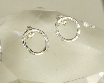 Circle Stud Earrings,Sterling Silver Studs, Small Earrings,  Boho Earrings