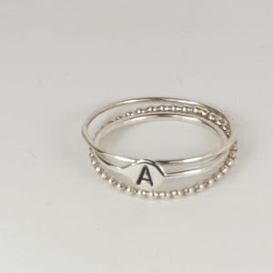 Sterling Silver Initial Ring, Personalized Stackable Ring